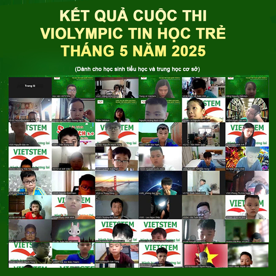 Kết quả cuộc thi Violympic Tin học trẻ Tháng 5 năm 2025